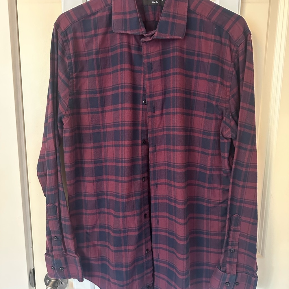 Men's Plaid Shirt - Red and Blue